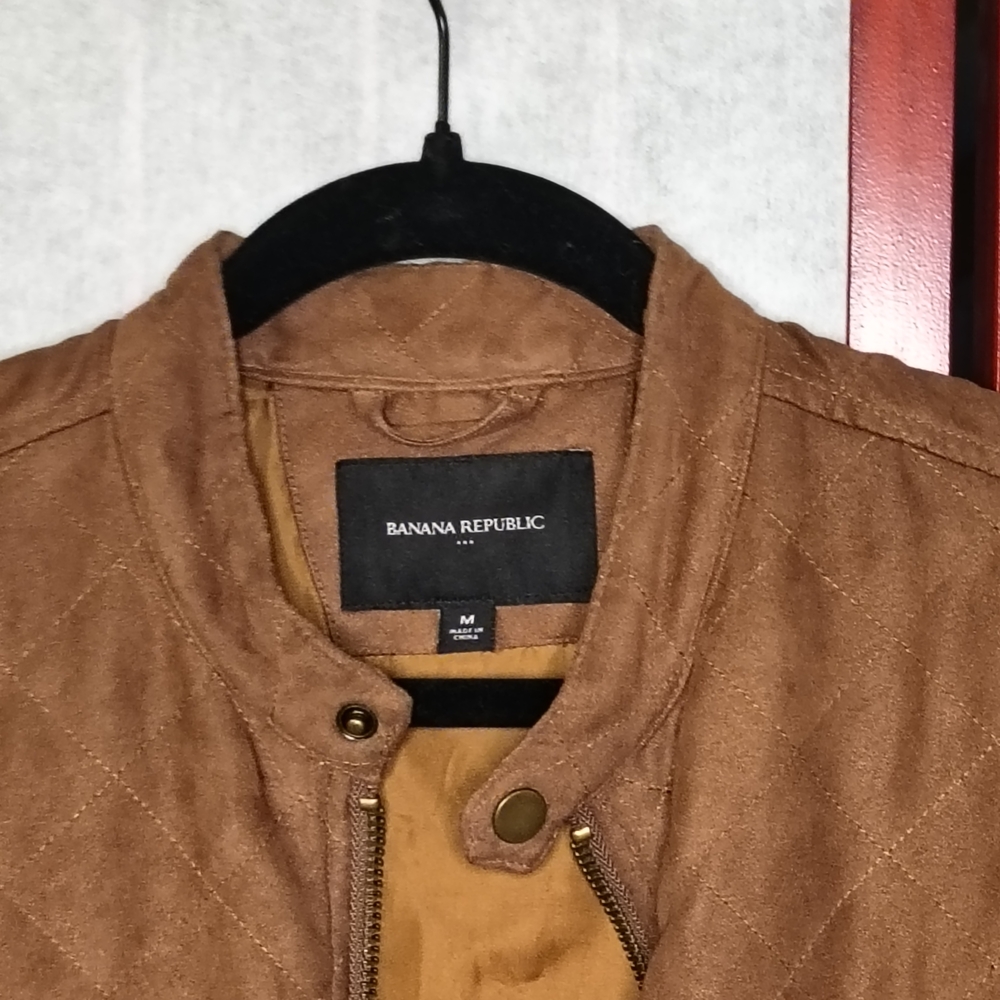 Men's M Banana Republic Vegan Suede Quilted Jacket - Picture 2 of 5